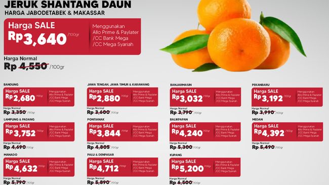 Jeruk Shantang dengan Harga Terjangkau, Cuma Rp 4.550 di Transmart