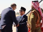 Prabowo Subianto welcomed by high-ranking officials and honor guard upon arrival in Jordan