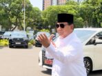 Prabowo Subianto Jogging Lightly and Striking a Silat Pose at the Presidential Palace to Stay Fit After Leg Surgery